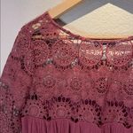 American Eagle  Women’s Bohemian Peasant Lace Coquette Girl Top Size Medium Pink Photo 6