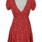 Sundae Muse  Dress 6 Red V Neck Short Sleeve Flowy Summer Viral Party Photo 0