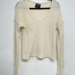 Abercrombie & Fitch Cream Chunky Knit Long Sleeve Sweater Womens S Crochet Boho Photo 0