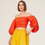 Tanya Taylor Alondra Off Shoulder Puff Sleeve Crop Top Sz 2 Photo 1