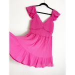 Love Shack Fancy  Ivella Mini Dress Size Small Pink Smocked Ruffle Cotton Photo 11