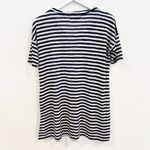 Coin 1804 Striped Soft Slub Scoop Neck Top Navy Blue White Nautical Casual Small Photo 6