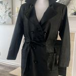 Amalfi Leather belted Jacket black trench Coat Size Medium 90’s Y2K matrix Photo 13
