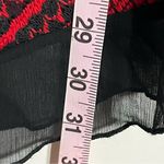 Cato Women’s Red & Black Sheer Striped Top Blouse Holiday Scoop Neck Lace Detail Photo 7