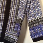 NYDJ  Blue Black White Boho Mixed Print V-Neck Blouse‎ Top Size Small Photo 6