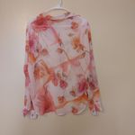 Dress Barn Size Medium M Sheer Floral Flower Pink Blouse Button Up Dressy Photo 1