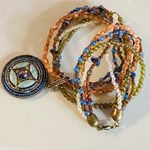 Multistrand Beaded Necklace Center Dangle Earth Tones Photo 13