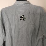 Get lucky button up striped long sleeve shirt with pandas embroidered large Black Photo 11