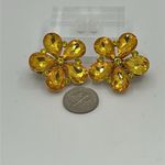 Vintage Sunflower Yellow Floral Clip on Earrings Gold Photo 4