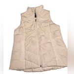 Lands’ End Oatmeal Ivory Puffer Vest Small Sleeveless Quilted Outerwear in GUC White Photo 4