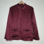 Madewell Silk Pajama Button Blouse Burgundy Red Daisy Floral Top Women’s Small Photo 0