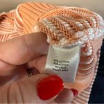 CJ Banks Ribbed Textured Crewneck Sweater Peach‎ White Pink Stripe Oversized 2X Orange Photo 4