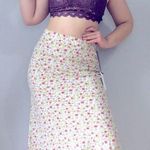 Maison d’Amelie Floral Maxi Skirt Size 4 White Small Flower Print Pink Photo 0