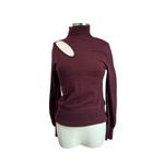 Elan Burgundy Metallic Cut Out Turtleneck Long Sleeve Sweater Knit Pullover Sz S Photo 1