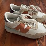 New Balance  White and Tan Athletic Shoes Photo 1