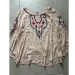 One World  Top Womens XL Pink Embroidered Boho Flowy Festival Embroidered Cottage Photo 2