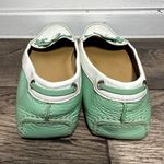 Prada The Original Car Shoe Driving Loafer Patent Pebbled Leather Flower Green 8 White Photo 3