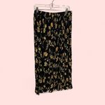 Requirements Vintage 80’s-90’s pleated flowy elastic waist midi skirt black floral buttercup Photo 2