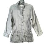 Artisan NY Utility Jacket Small Gray Linen Zip Snap Cargo Pocket Coat Adjustable Photo 1