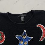 Work In Progress Christmas Sweater Silk Angora Sequins Knit Pullover Size Medium Photo 4