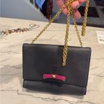 MCM Visetos Mina Crossbody Bag Dark Grey with a Pink Bow Accent Photo 10