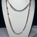 MCM Vintage  Silver Tone with Faux Pearl Long Chain Necklace (shown double) Photo 7