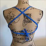 Speedo  triangle bikini top blue with black dot print S NWT Photo 1