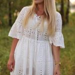 ✨Fluted Sleeve Eyelet Embroidered Smock Dress✨ White Size M Photo 0