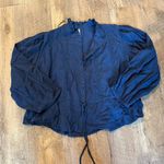 Free People  Women's Best Of Me Long Sleeve Button-Down Blouse Navy XS Photo 1