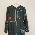 Loft ANN TAYLOR  Floral Breeze Shirt Dress Dark Green Multi Long Sleeve PETITE 2P Photo 14
