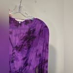Rebecca Taylor  100% Silk Blouse V Neck Waist Stretch Tie Dye Purple Size 2 Photo 2