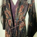 Marchesa Notte Dark Purple Sheer Rose Floral Plunging V Photo 9