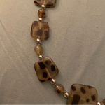 28” Necklace Leopard Cheetah Print Acrylic Flat 1” Beads Brown Photo 2