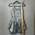 Jessica McClintock Womens Dress 12 Gray Pleated Bubble Skirt Metallic Formal Photo 8