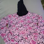 Candie's intimates women's hooded pajama top pink black hearts size Large Photo 7