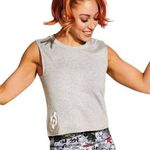 PELOTAN Lurex Muscle Boxy Crop Gray & Metallic Silver Tank Top ~ Women's Size XL Photo 3