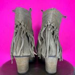 sbicca  Kathrin Taupe Suede Fringe Pull On Block Heel Boot Size 6.5 Photo 3