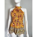 Rachel Zoe Women’s Size M Yellow Floral Peplum Halter Top NWT Photo 6