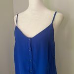 Amanda Uprichard cobalt blue button front sleeveless silk mini dress size M Photo 3