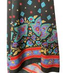 Vintage Pizamit Bohemian Floral Paisley‎ Square Silk Scarf Black Multi Pattern Photo 1