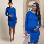 Pinkblush  Cobalt Royal Blue Lace Long Sleeve Maternity Dress Photo 2