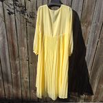 ZARA NEW  pleated flowy yellow maxi midi dress L Photo 14