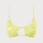 Berlook Light Green Floral Jacquard Cut Out Bikini Top ONLY 64 Yellow Size L Photo 4