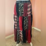 st. john's bay VTG 90s fairygrunge boho hippy whimsygoth patchwork velvet plaid Xmas skirt M Photo 2