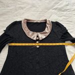 Axes Femme Black lace puff sleeve top long sleeves layered look velvet collar Size M Photo 5