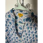 Roberta Roller Rabbit  Block Print Blue Floral Cotton Tunic Top Blouse Small Photo 4