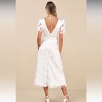 Lulus Gorgeous Elevation NWT size XL White Lace Rosette Puff Sleeve Midi Dress Photo 1