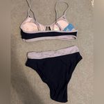 Cupshe NWT  Bikini Cut Out High Waisted Scoop Neck V Cut Purple/blue size S Photo 3