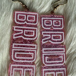 Bride Acrylic Pink Glitter Sparkle Drop Earrings Photo 0