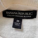 Banana Republic Italian Merino Blend Hoodie Sweater Cream Size M Ribbed Cuffs Photo 3